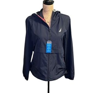 Nautica Women's Navy Performance Jacket Water Resistant Packable Lightweight